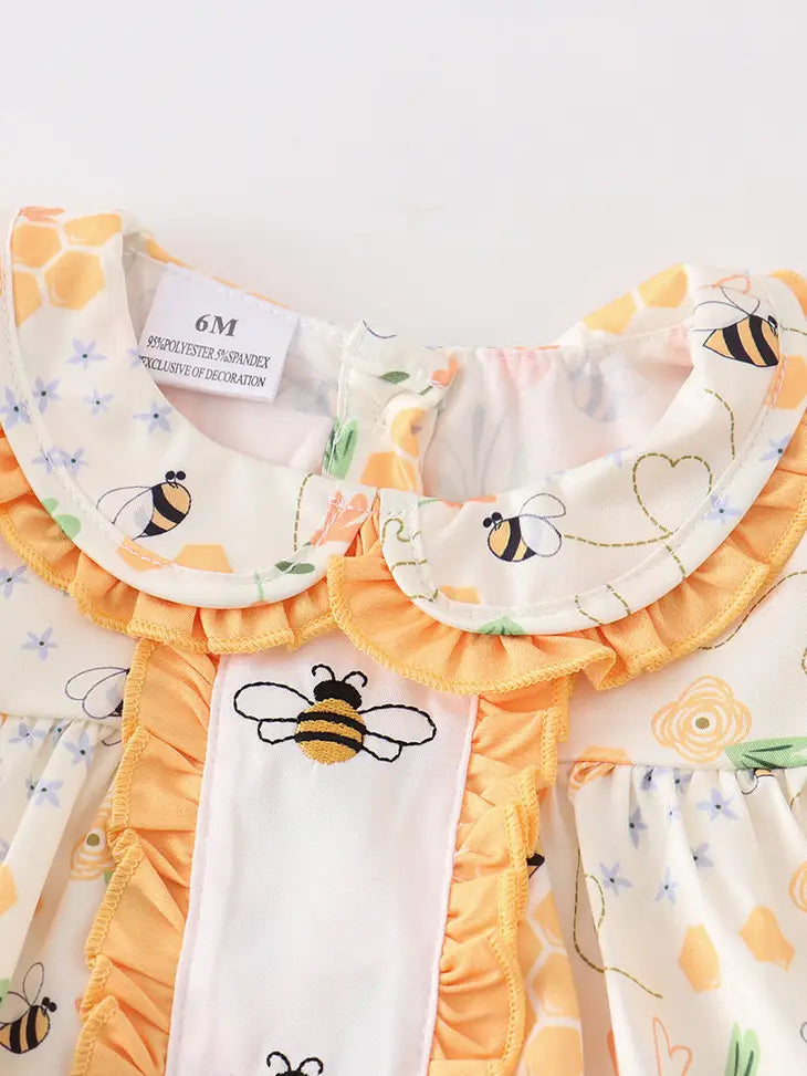 Bee print ruffle baby set
