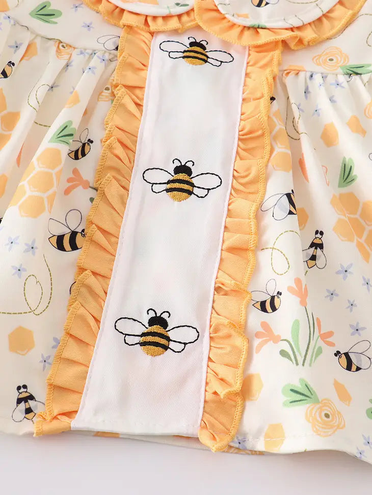 Bee print ruffle baby set