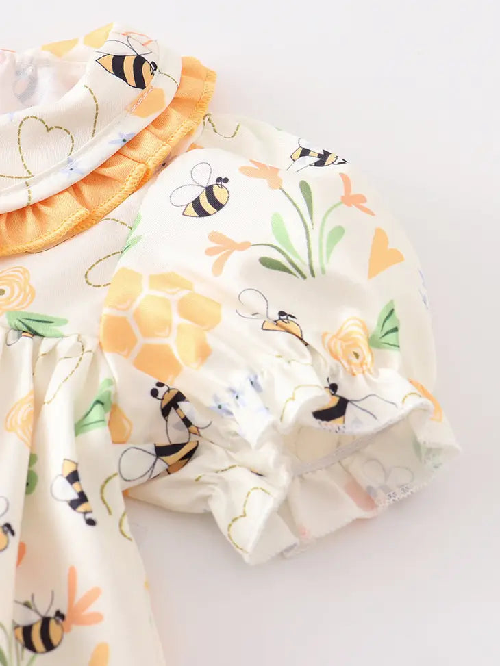 Bee print ruffle baby set